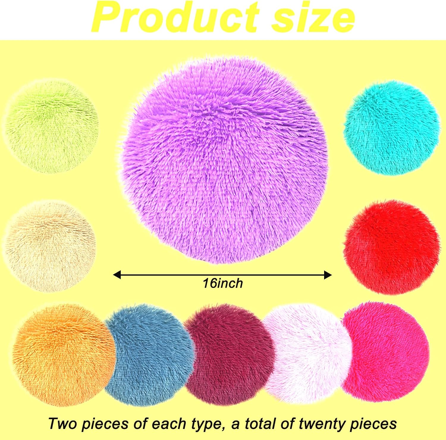 20 Pcs Kids Crazy Carpet Circle Seats Rainbow 16 Inch Round Floor Mat Kids Floor Cushions Soft Colorful Educational Classroom Rug for School Home Group Activity Learning Marker Playing Areas
