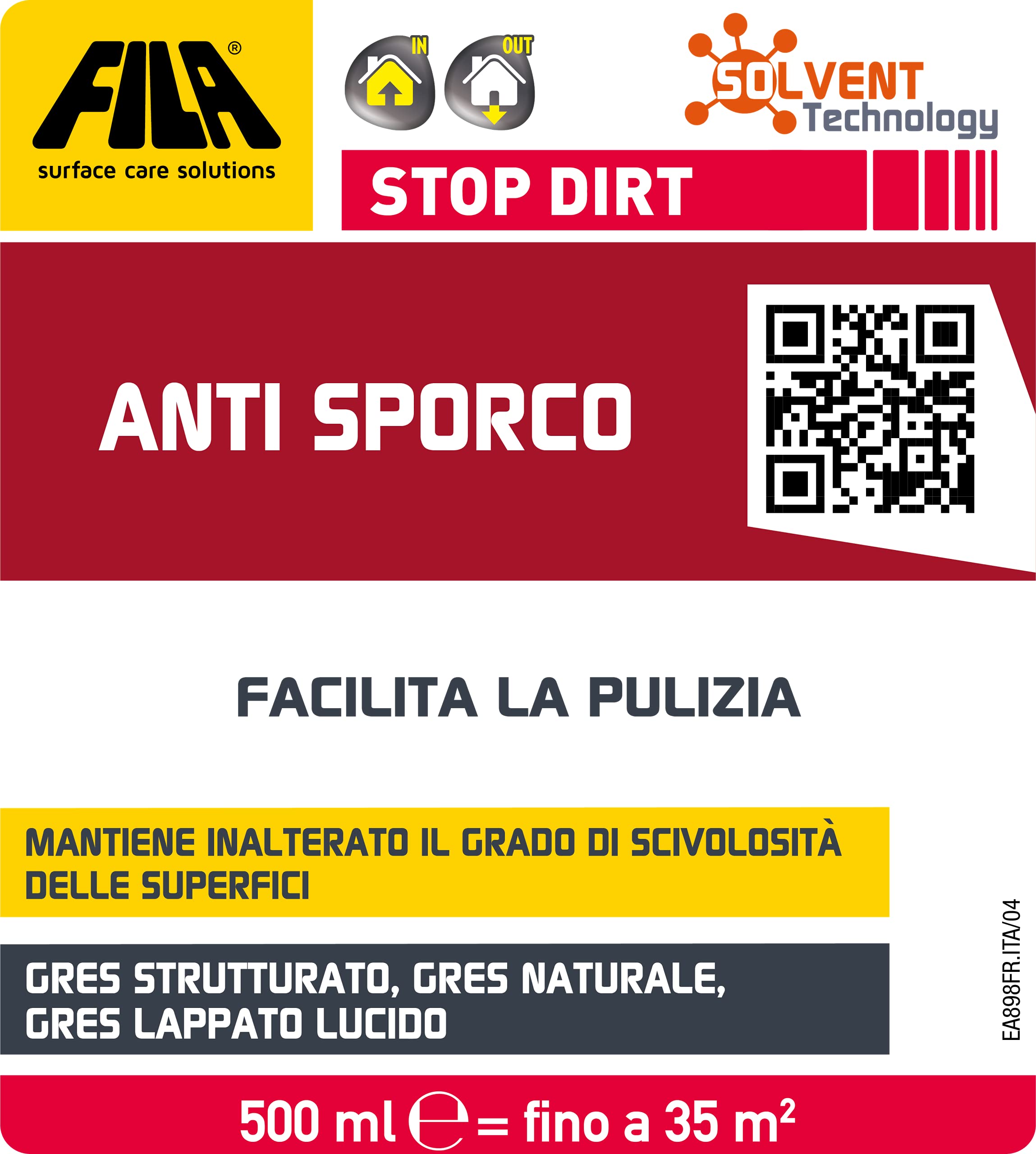 FILA Surface Care Solutions Fila Stop Dirt - Sellador Protector Profesional, 500 ml | Natural y lacado brillante, crea una barrera protectora que facilita la limpieza, 500 ml