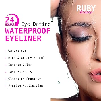 Ruby Kisses Pencil Eyeliner, Retractable Eyeliner, Waterproof, Smudge-Proof Eye Makeup, High Pigmented, 24H Long Lasting Eyepencil (Glitter Black)