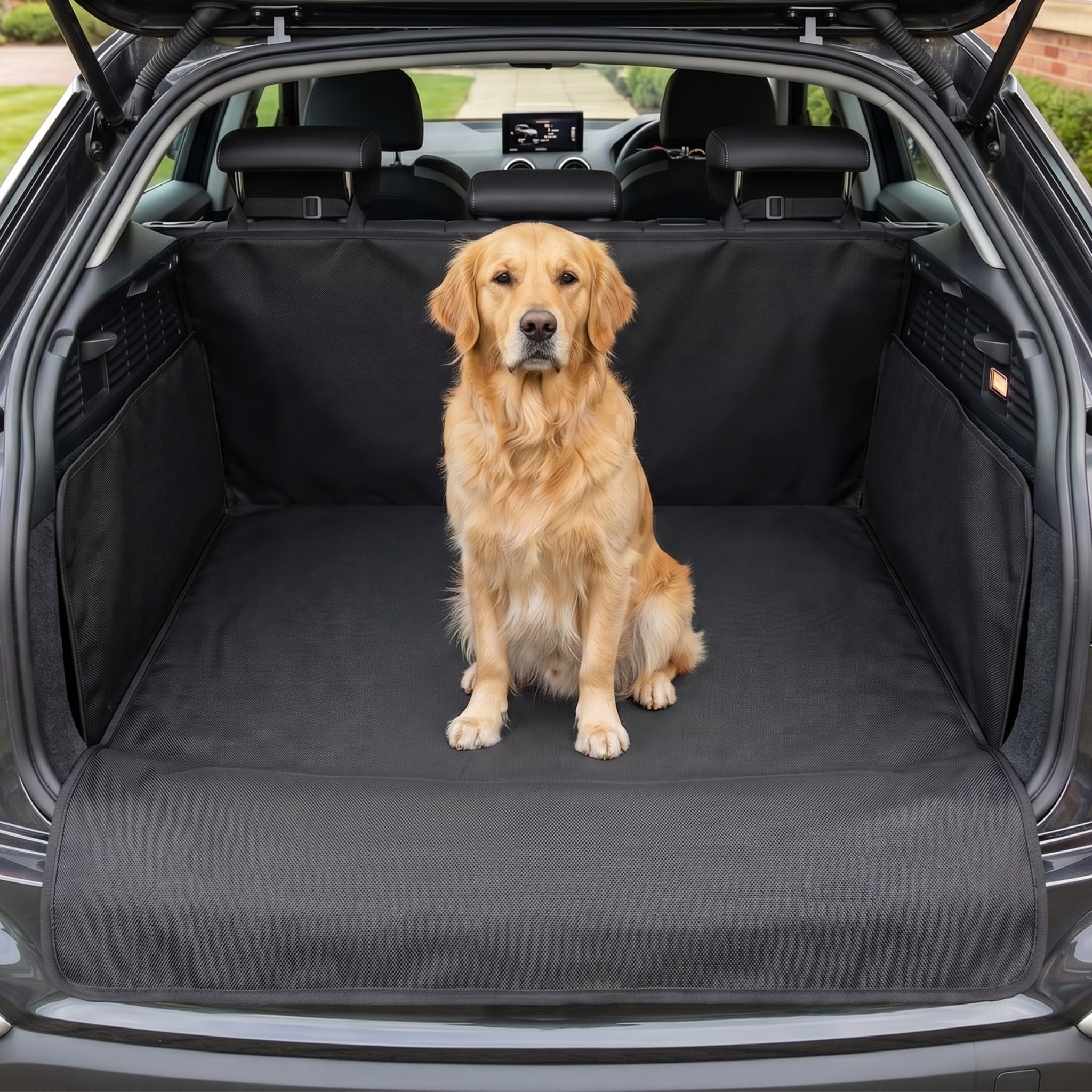 bonVIVO Coprisedile Auto per Cani - Telo Impermeabile Antiscivolo per Sedili Auto e Bagagliaio SUV - Copertura Universale Protezione Interni Macchina - Accessori Viaggio per Animali Domestici