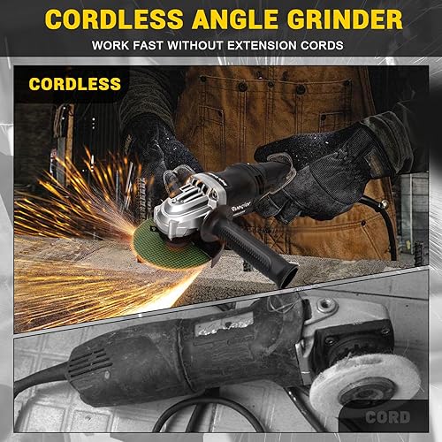 Miniatura 5 de Amoladora angular inalámbrica para batería Dewalt de 20 V, amoladora sin escobillas de 10000 RPM de 4-12 pulgadas, amoladora de potencia de 3