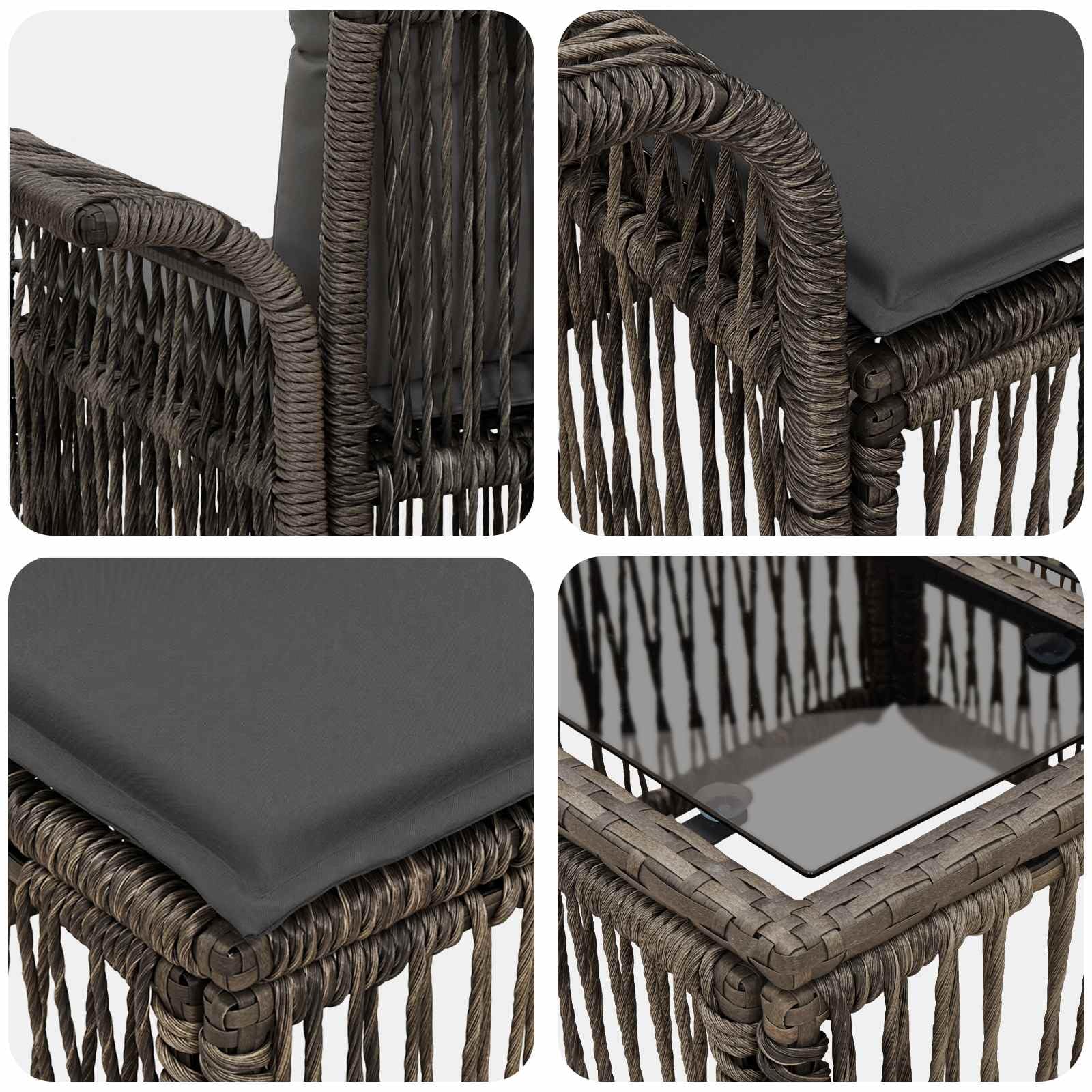 Set di divani da giardino, 13 pezzi, in polyrattan, colore grigio | Divano angolare modulare per terrazza e giardino con comodi cuscini per un massimo di 12 persone.