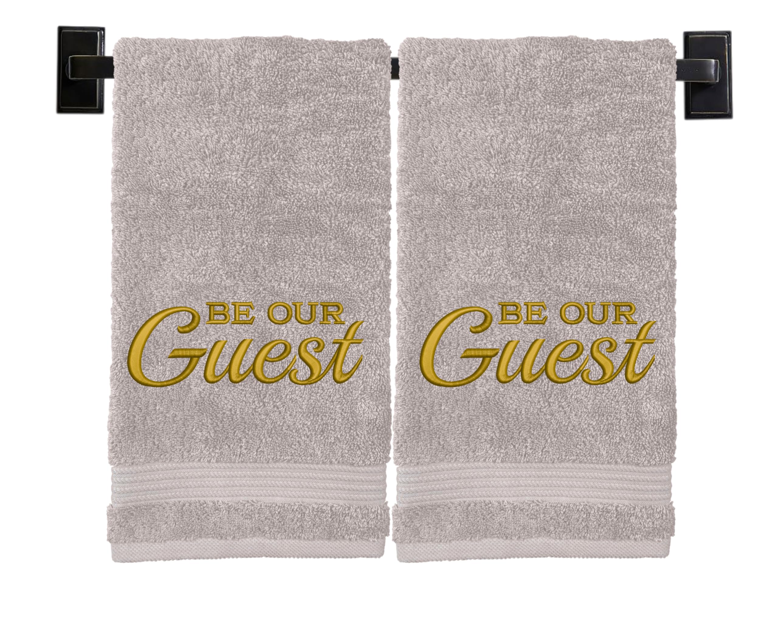 Custom Luxury Towels Guest Towels | Set of 2 | Be Our Guest Hand Towels | Genuine Turkish Cotton | Hand Towels for Bathroom | Bathroom Towels
