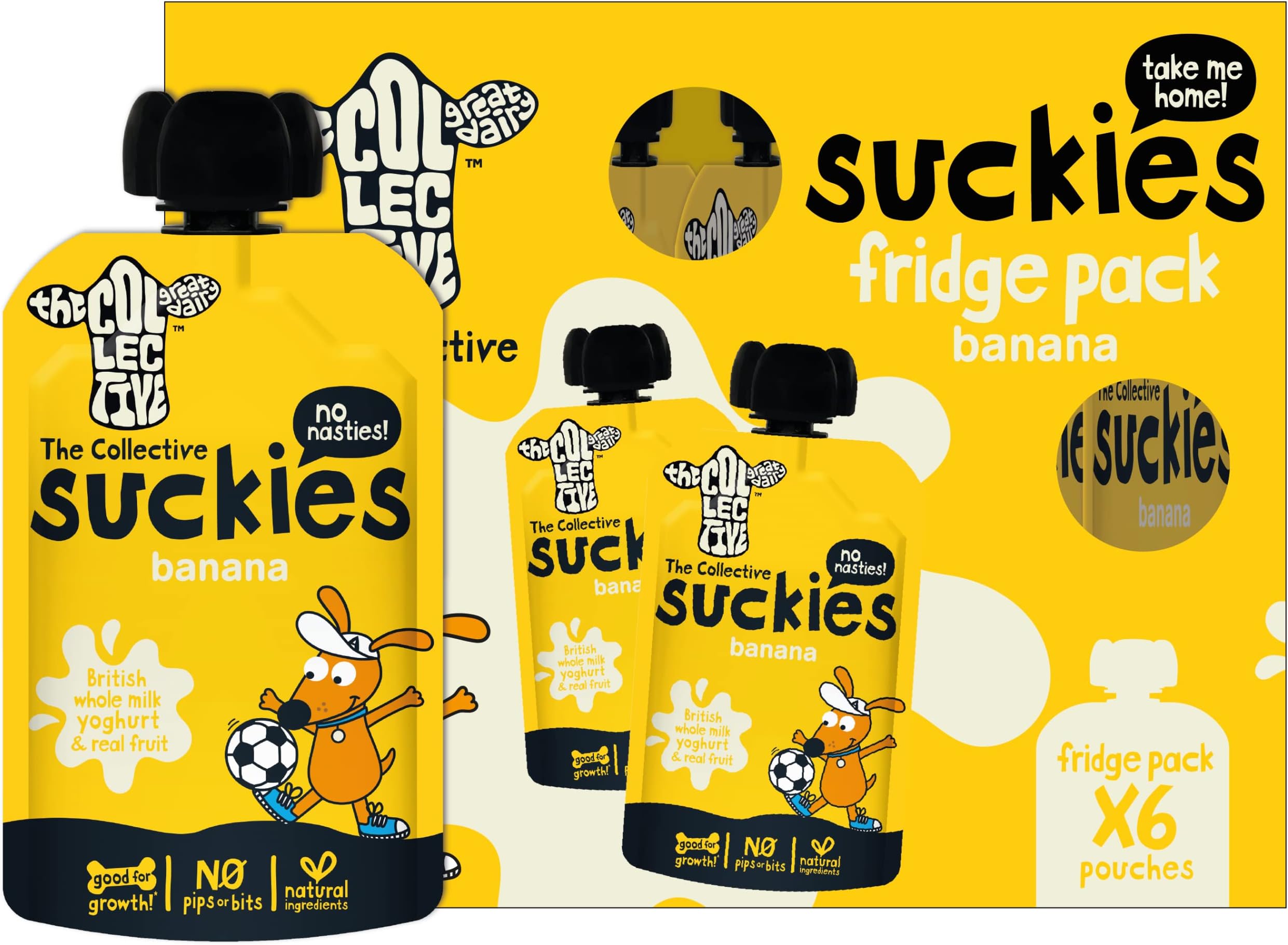 The Collective Suckies Banana Kids Yoghurt Pouch Multi-Pack 6 x 90g