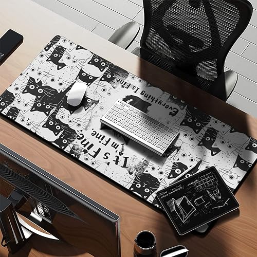 Miniatura 8 de Divertida alfombrilla de mouse de gato para juegos, alfombrilla de mouse grande para escritorio, alfombrilla de mouse extendida con base de goma