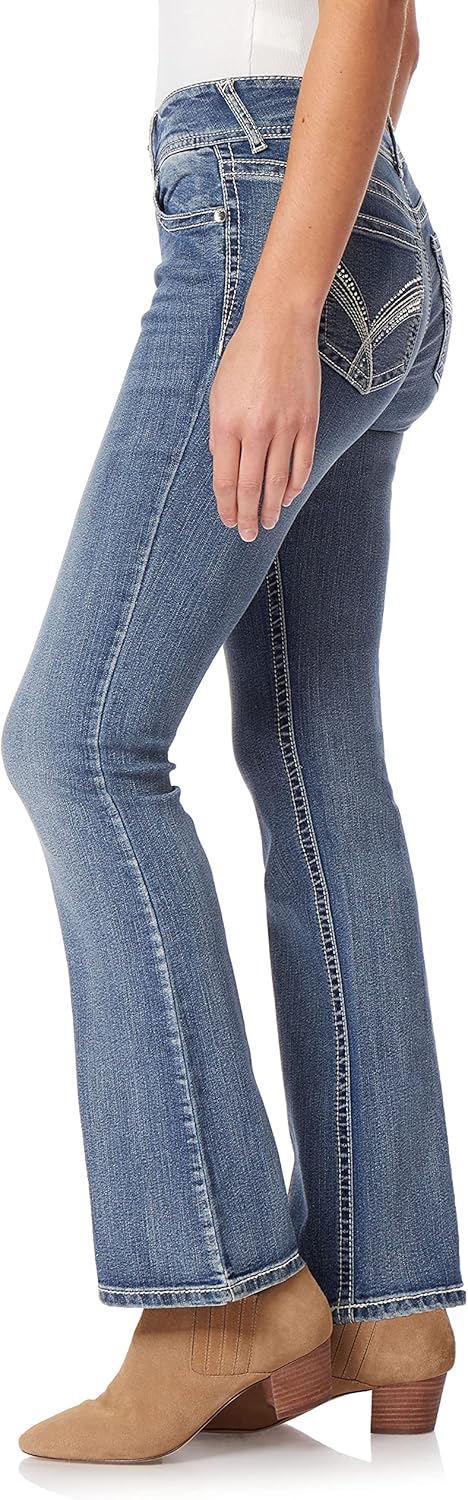 WallFlower Womens Luscious Curvy Bootcut Mid-Rise Bling Insta Stretch Juniors Jeans (Standard and Plus)