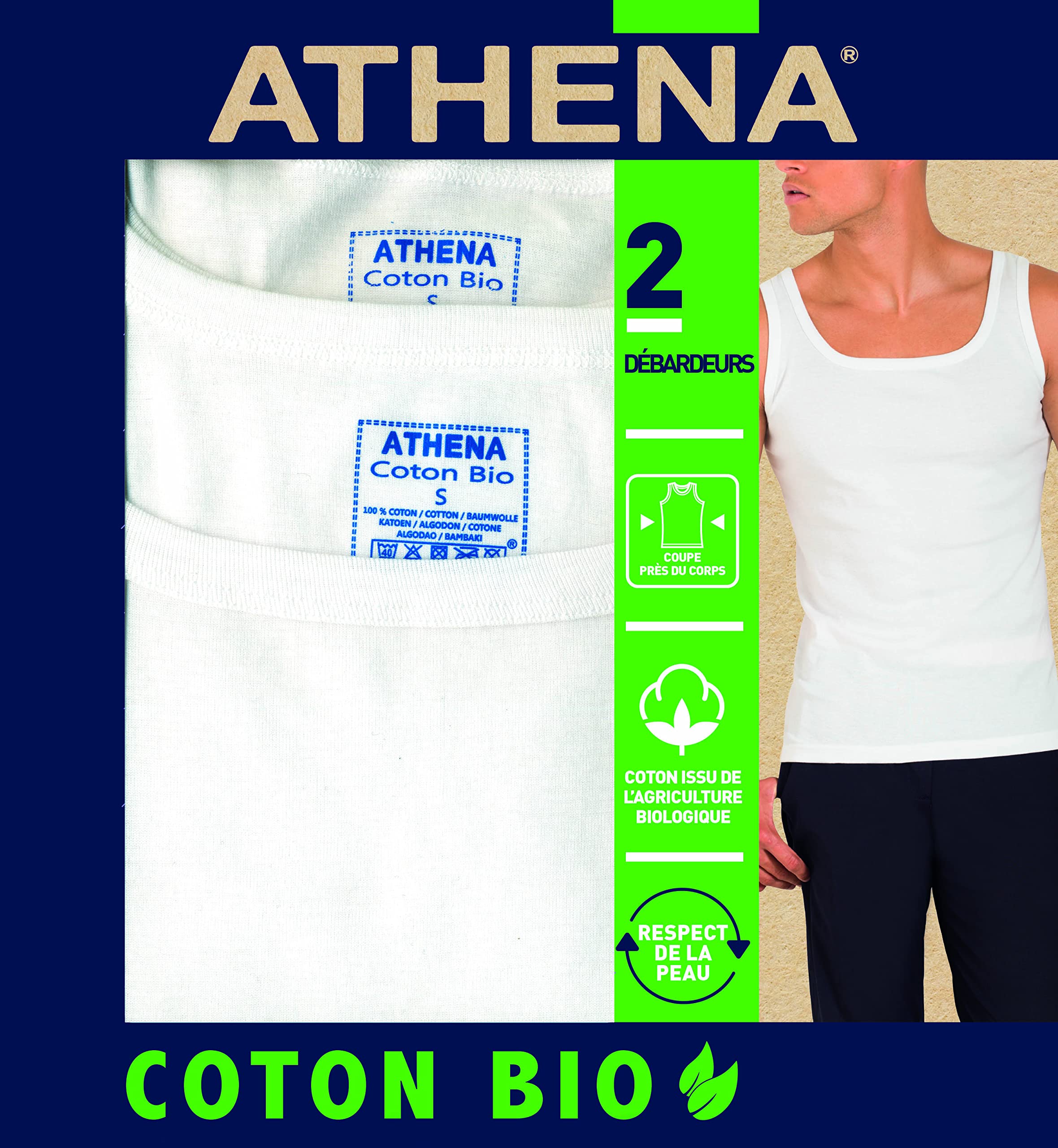 Athena Herren Ts Coton Bio L210 Tanktop (2er Pack)