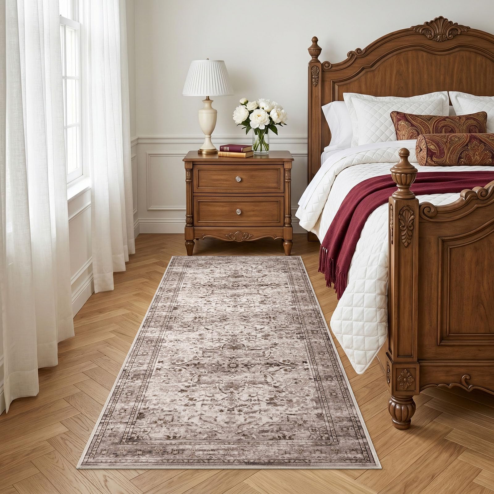 smiry Vintage Runner Rugs Living Room 80 x 150 cm Carpet Brown
