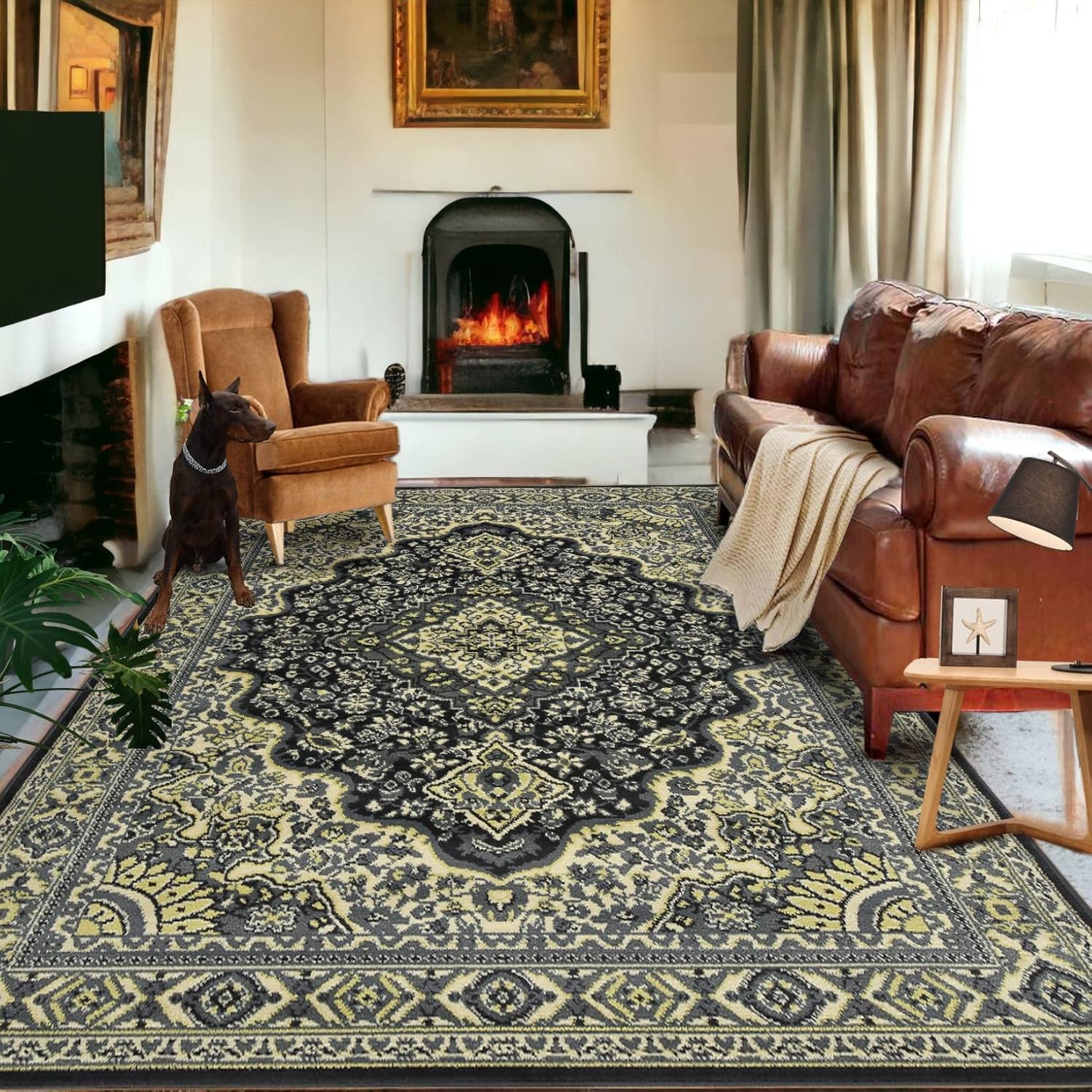 Fashionwu Grey Rug Vintage Area Rugs 9x12 Living Room