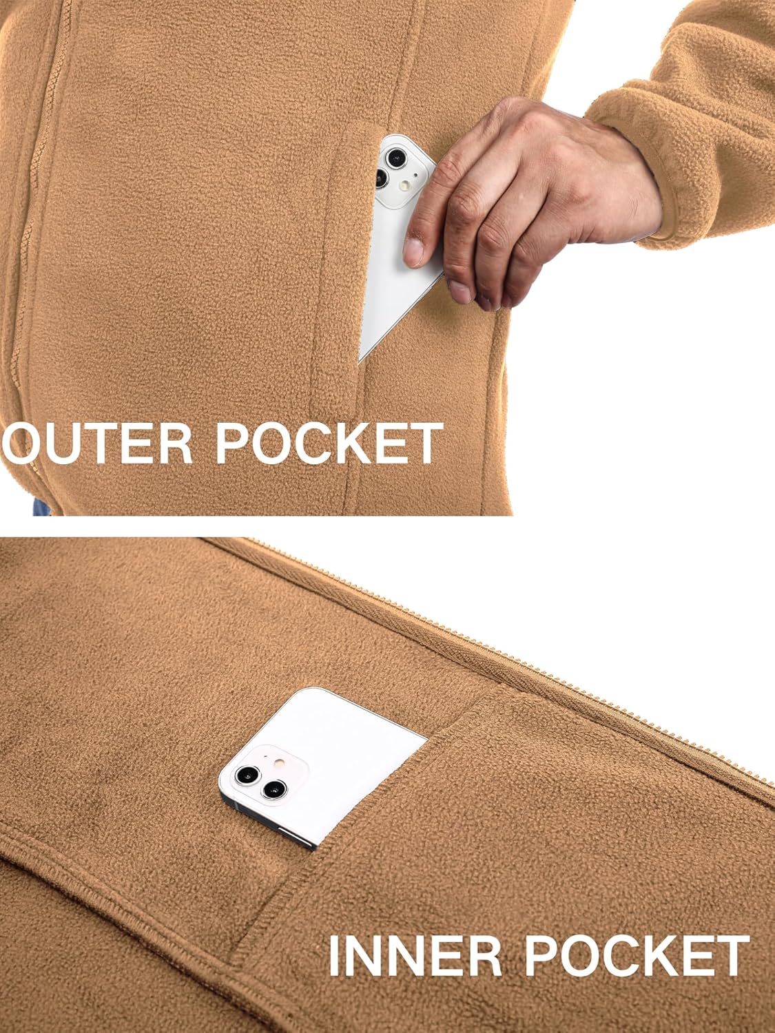 COOFANDY Men’s Soft Polar Fleece Jacket Lightweight Full Zip Jackets Casual Outdoor Warm Jackets Coats with Pockets