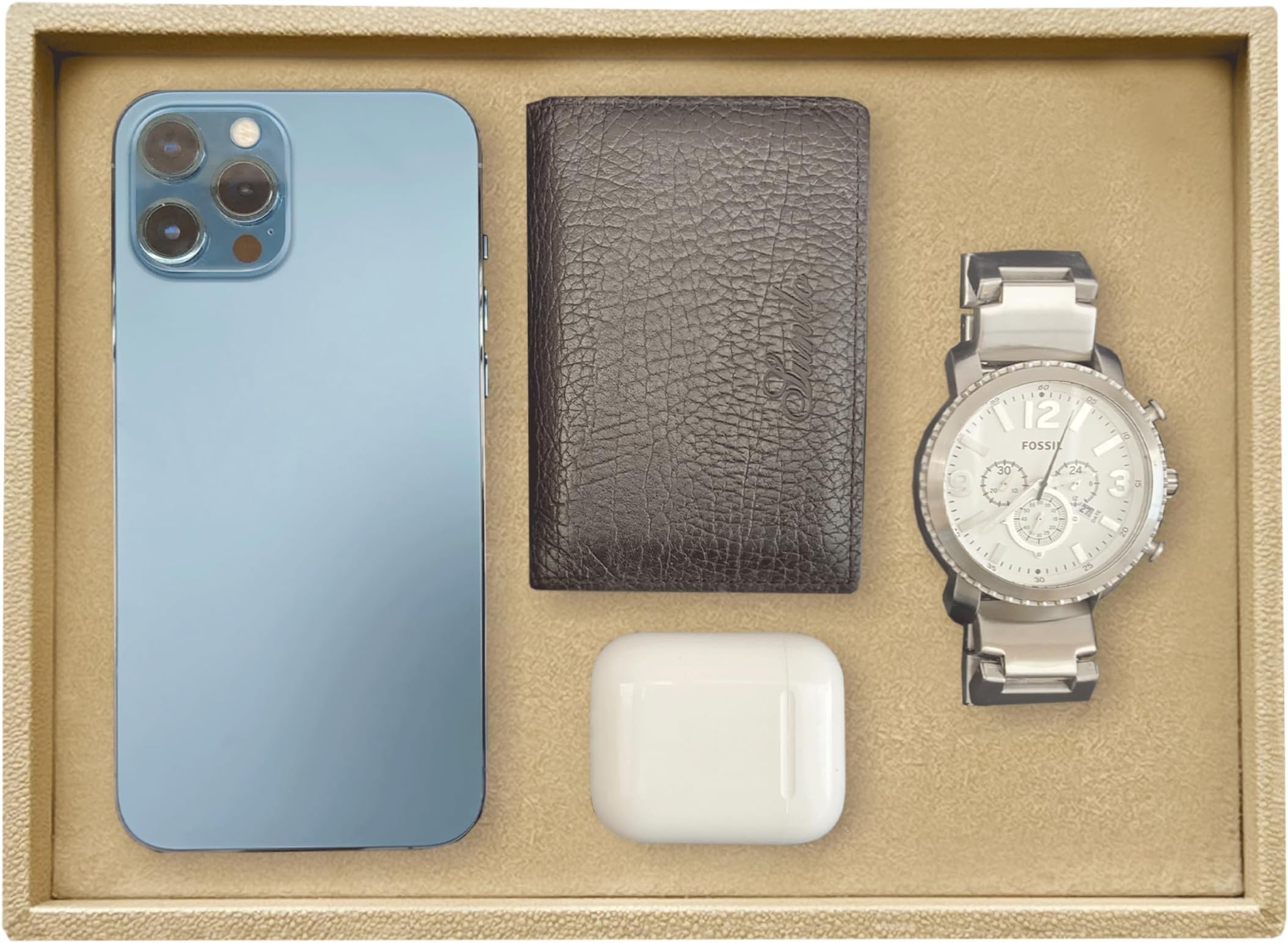 Valet Tray for Men & Women โ Leather Tray Organizer | Bedside, Nightstand, Office Desk Organizer | Catchall Tray (Cream)