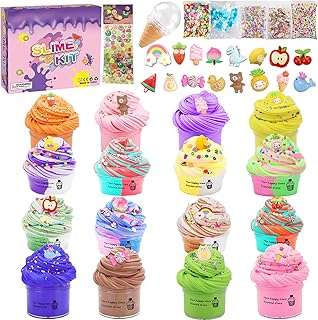 Slime Kit with 16 Pack Mini Butter Slime,Non-Sticky and Super Soft, Slime Kit for Girls 10-12, Fruit Slime Party Favors for Kids，DIY Slime Putty Toy for Boys