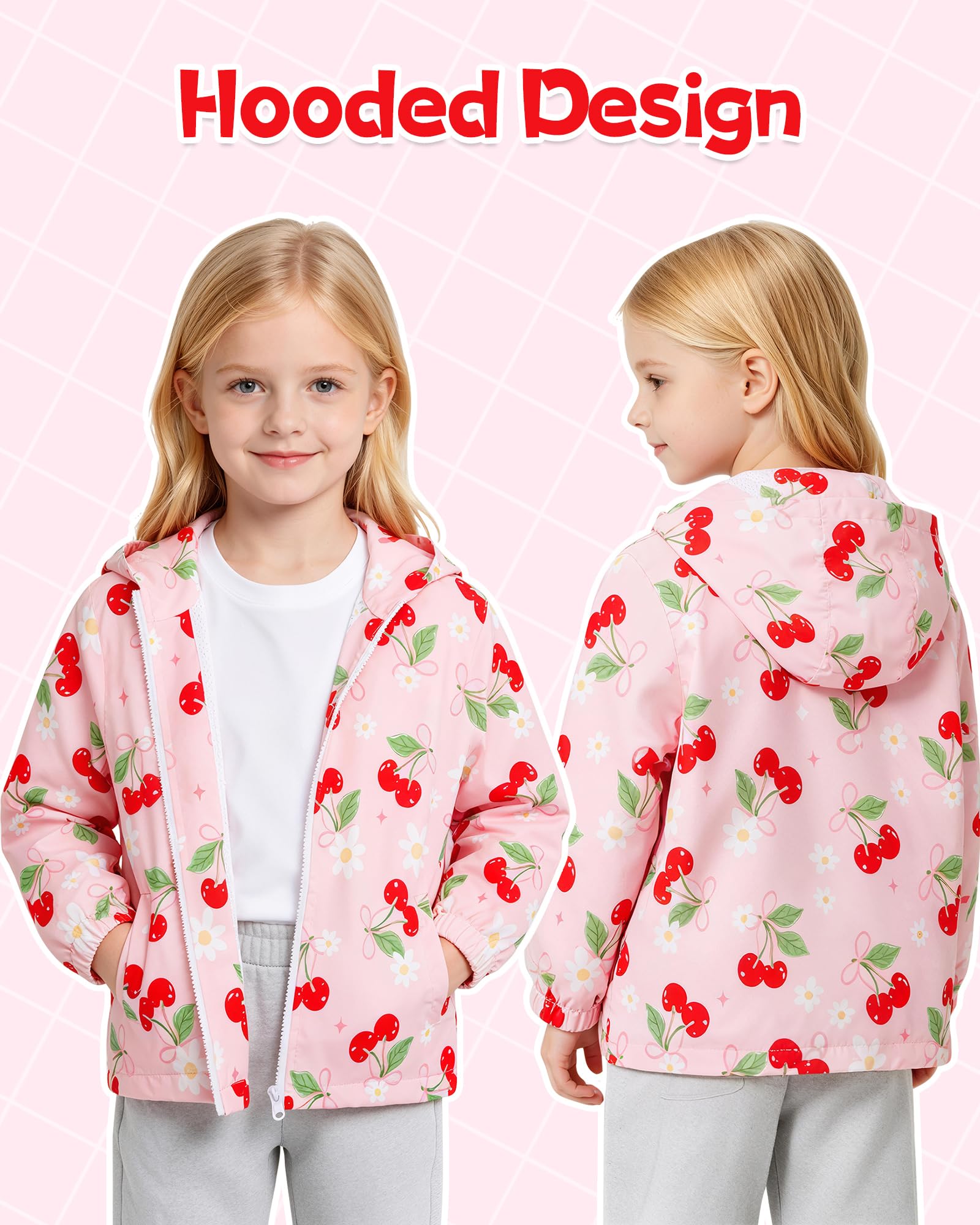 LACOFIA Veste Imperméable Fille Veste Coupe Vent Respirant à Capuche Blouson de Pluie Léger pour Enfant 3~12 ans