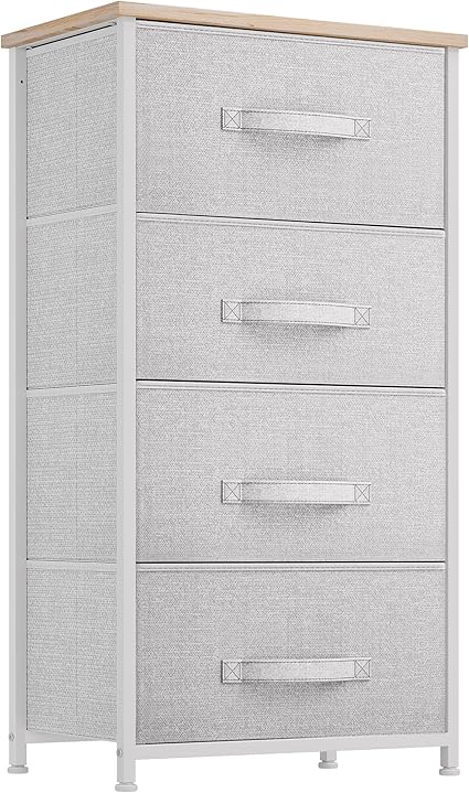GOOBED Dresser with 4 Drawers - Fabric Storage Tower, Organizer Unit for Living Room, Hallway, Closets & Nursery