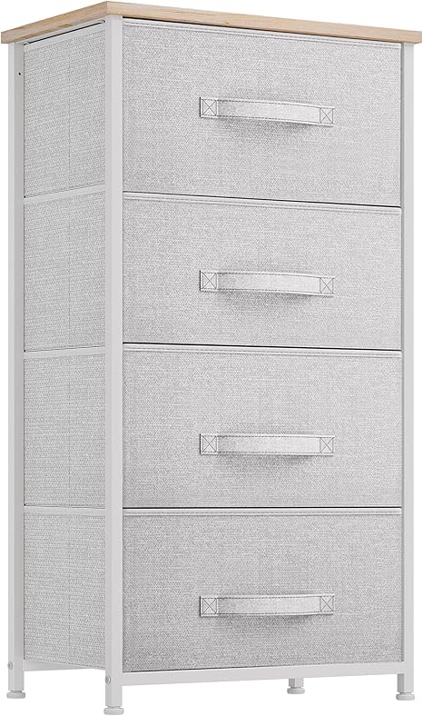 GOOBED Dresser with 4 Drawers - Fabric Storage Tower, Organizer Unit for Living Room, Hallway, Closets & Nursery