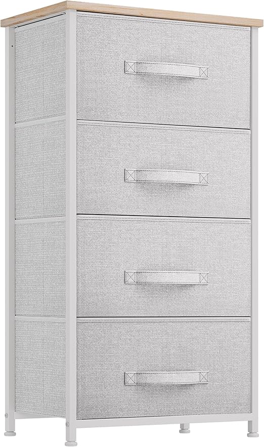 GOOBED Dresser with 4 Drawers - Fabric Storage Tower, Organizer Unit for Living Room, Hallway, Closets & Nursery