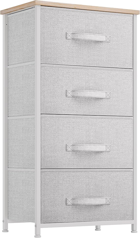 GOOBED Dresser with 4 Drawers - Fabric Storage Tower, Organizer Unit for Living Room, Hallway, Closets & Nursery