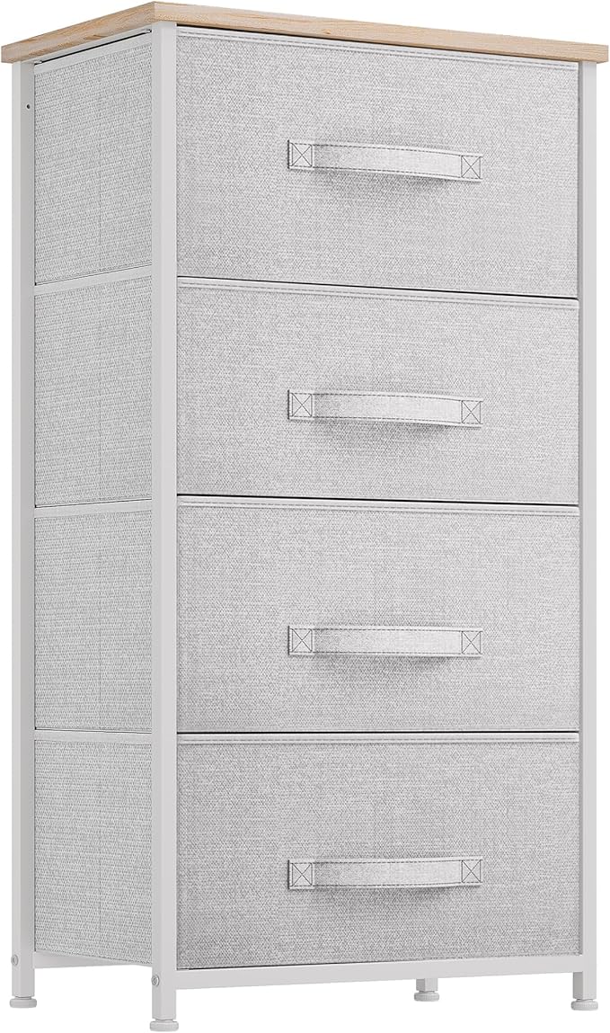 GOOBED Dresser with 4 Drawers - Fabric Storage Tower, Organizer Unit for Living Room, Hallway, Closets & Nursery