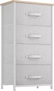 GOOBED Dresser with 4 Drawers - Fabric Storage Tower, Organizer Unit for Living Room, Hallway, Closets & Nursery