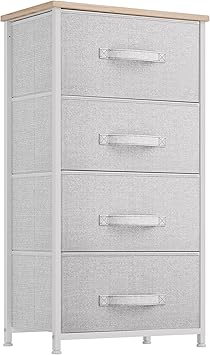 GOOBED Dresser with 4 Drawers - Fabric Storage Tower, Organizer Unit for Living Room, Hallway, Closets & Nursery