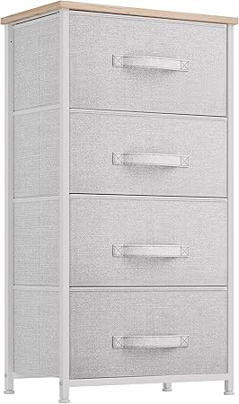 GOOBED Dresser with 4 Drawers - Fabric Storage Tower, Organizer Unit for Living Room, Hallway, Closets & Nursery