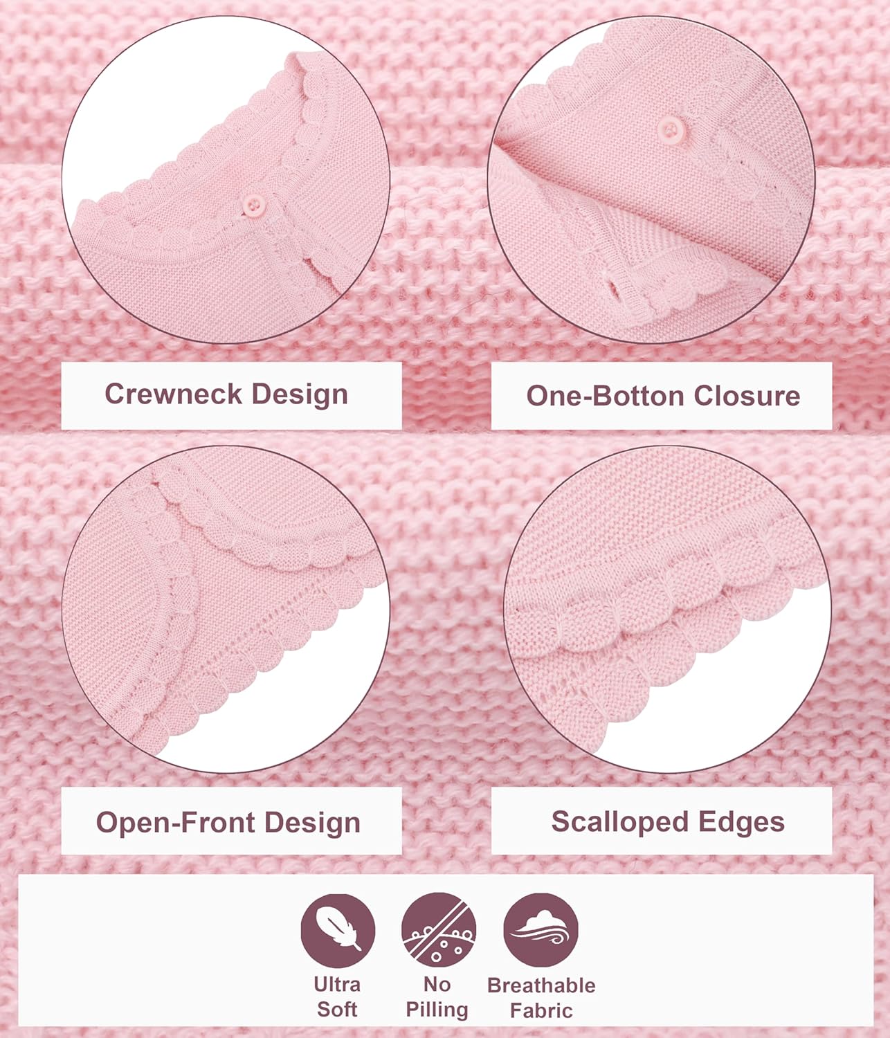 Lilax Girls' Long Sleeve Cardigan Knit Button Closure Bolero Shrug - Image 2