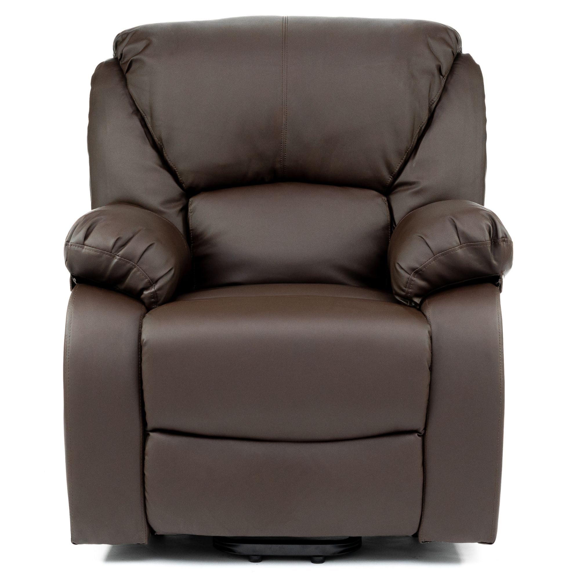 ECODE® Poltrona Relax Reclinabile Manuale Massaggiante e Riscaldante con Poggiapiedi – Offerta Poltrona Letto Comoda Per Anziani o da Interno Casa, Soggiorno, Salotto o Ufficio in Ecopelle (Marrone)