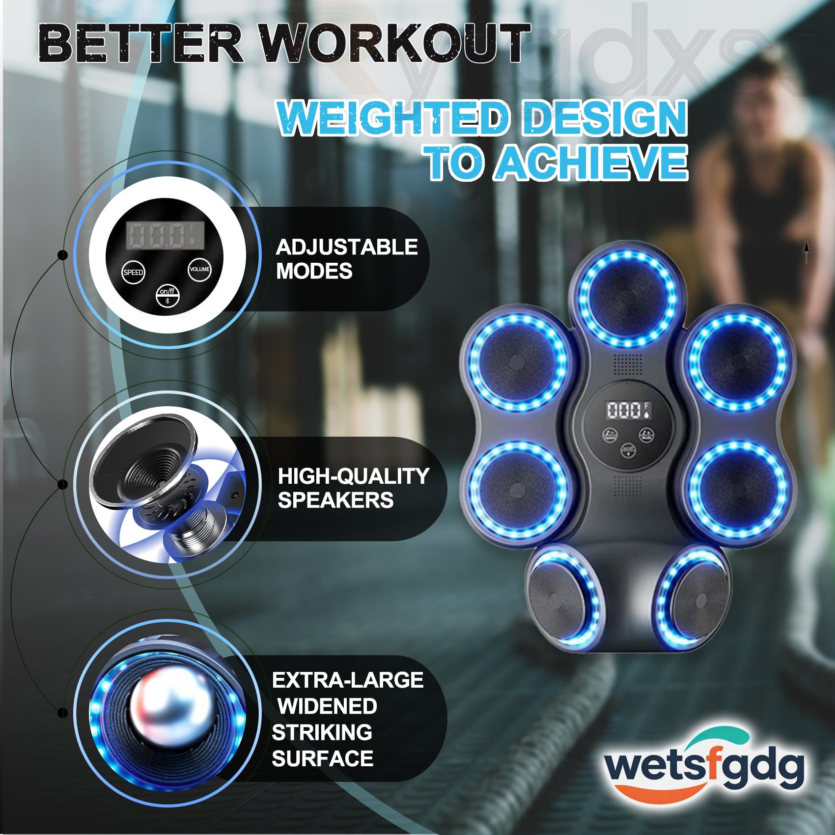 Music Boxing Machine Adulti e Bambini,Macchina da Boxe Musicale da Muro con Bluetooth,9 modalità di velocità e Conteggio,Luci LED,Altezza di Montaggio Regolabile,Ricaricabile