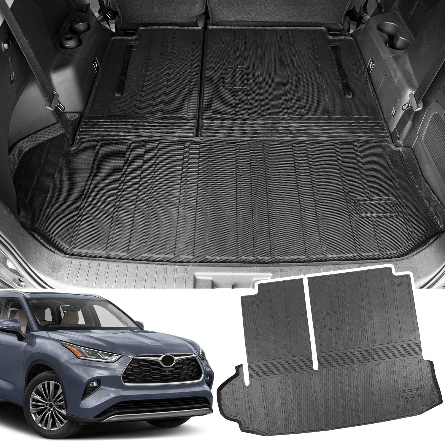XIPOO Fit 20202023 Toyota Highlander Cargo Mat TPE Trunk Mat with