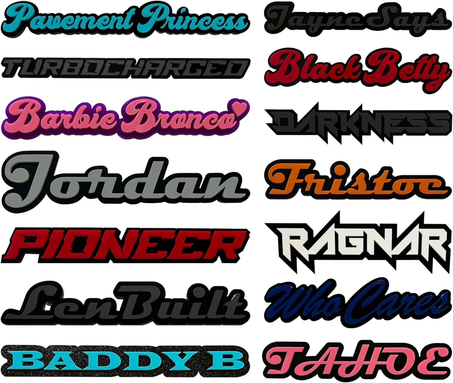 Custom Text Car Badge (Layered Acrylic) – Personalized Text Auto Emblem (6" (Length))