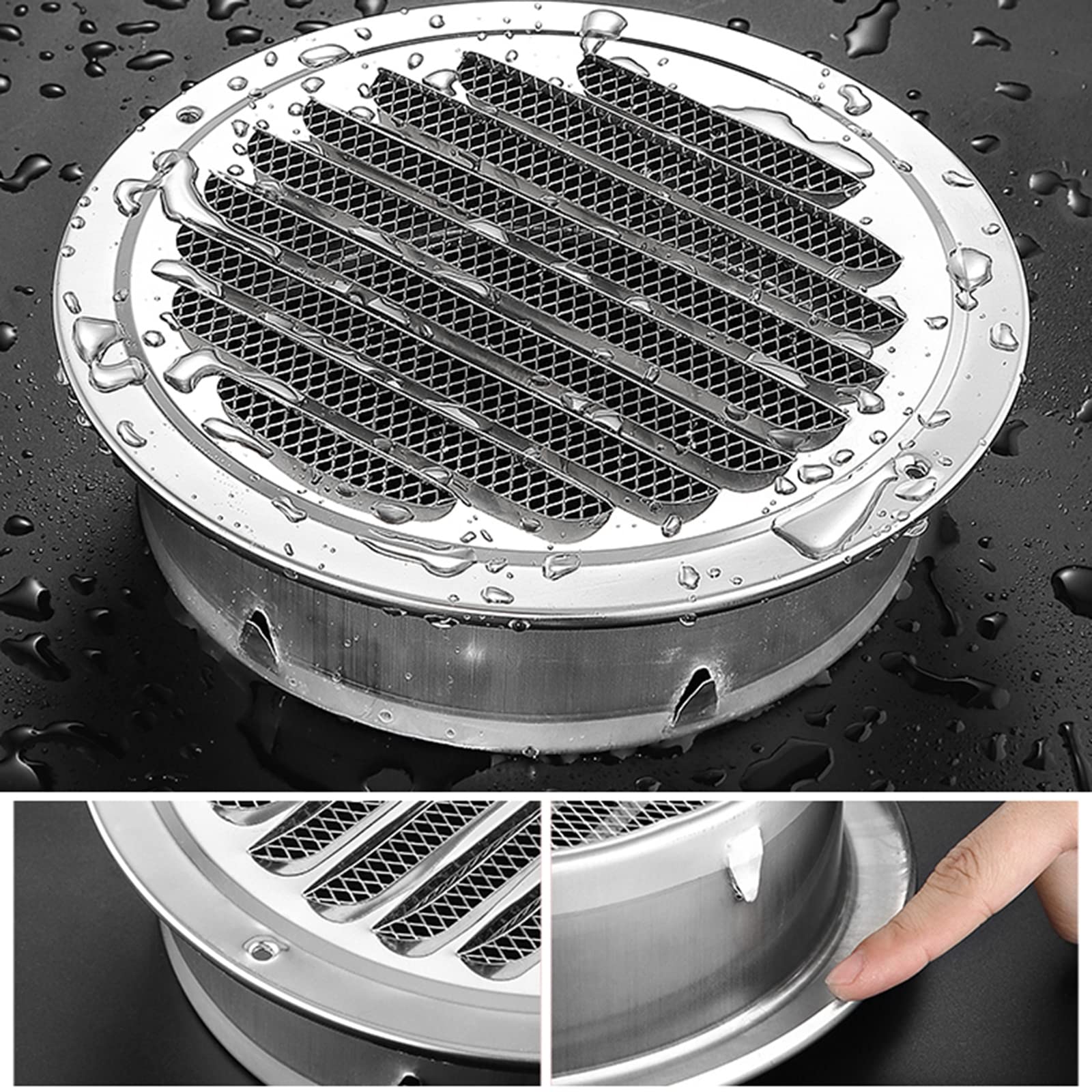 Presa di Ventilazione a Griglia Rotonda,Prese d'Aria in Acciaio Inossidabile,Copertura della Presa d'Aria dell'Asciugatrice con Sfiato a Soffitto Tondo,Presa d'Aria a Parete Rotonda in Acciaio,Coper
