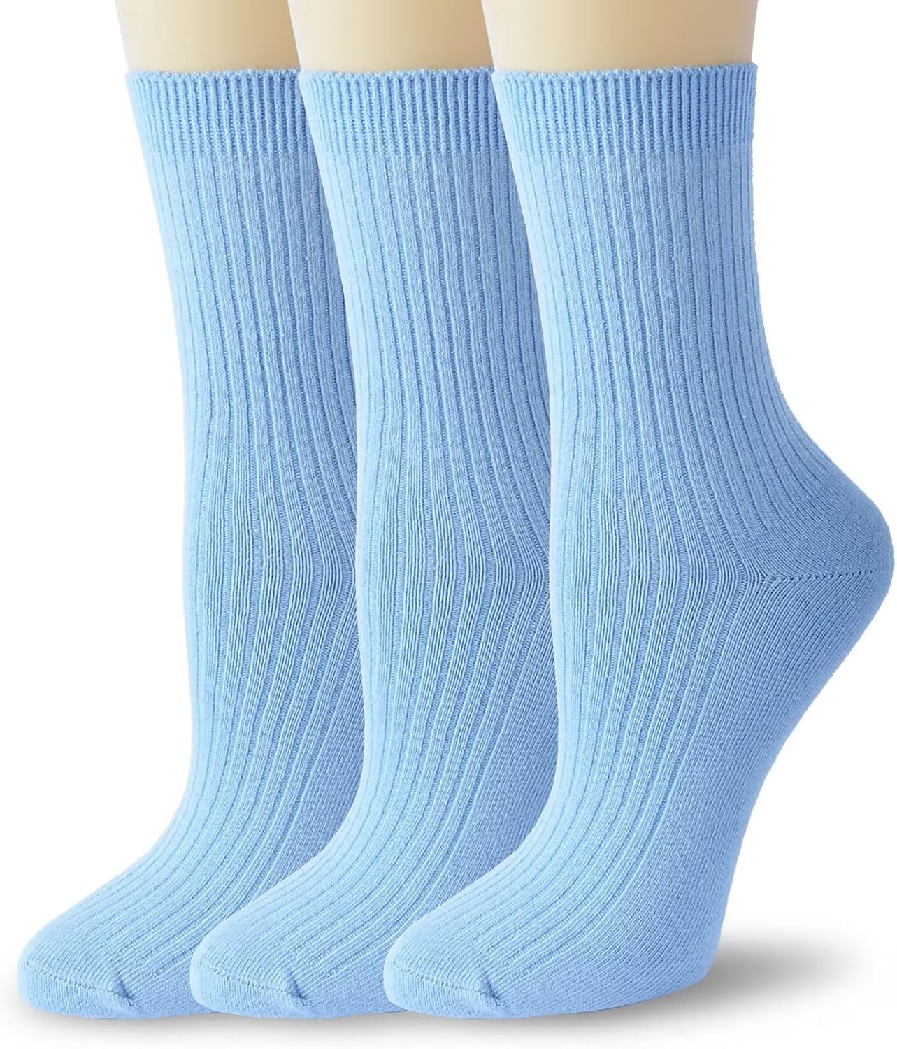 Women's Super Soft Ankle Socks Combed Cotton Mid-Calf Socks 3 Pairs