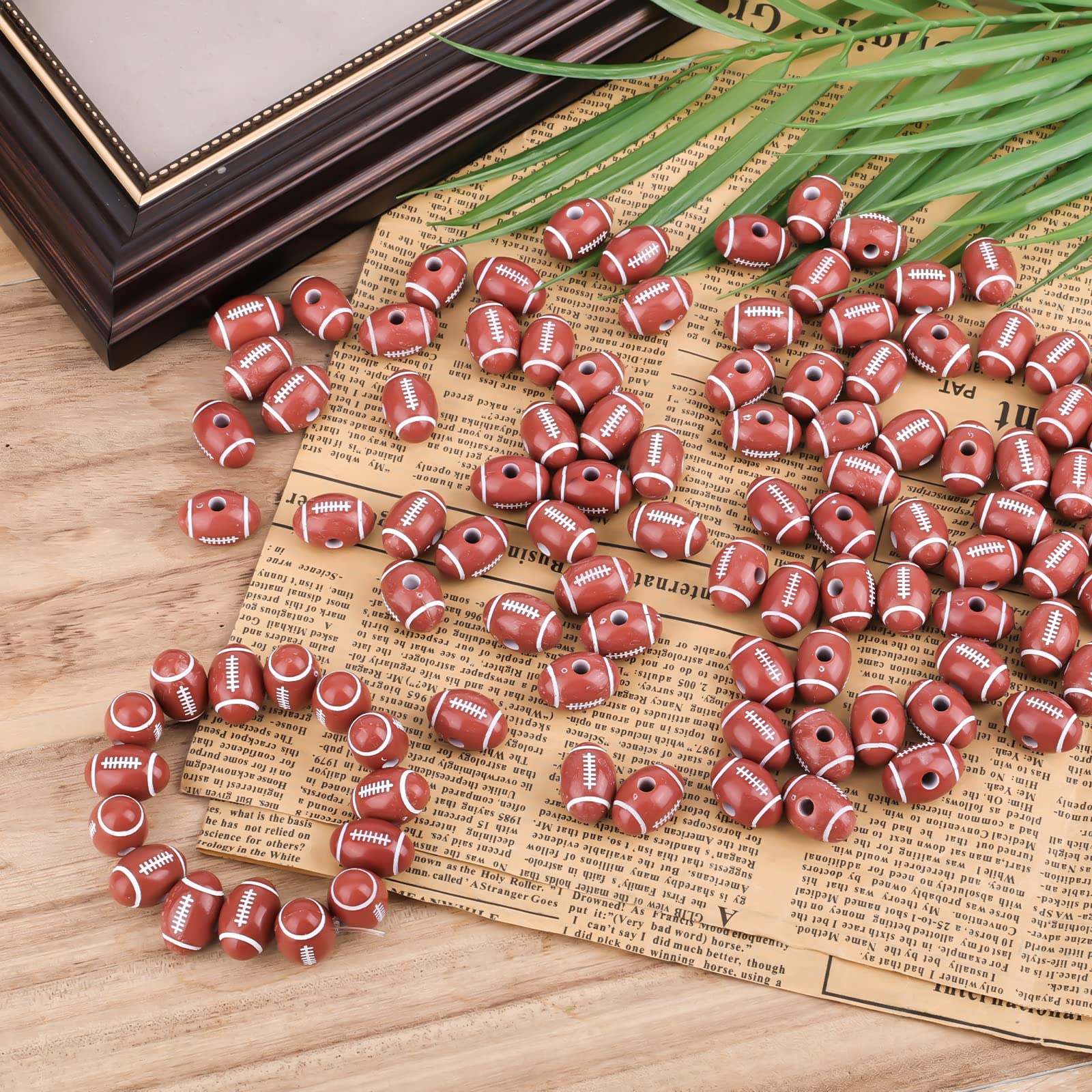 AIEX 100 Perle Football, 10 Mm Perle Acryliqu Avec 1 Rouleau