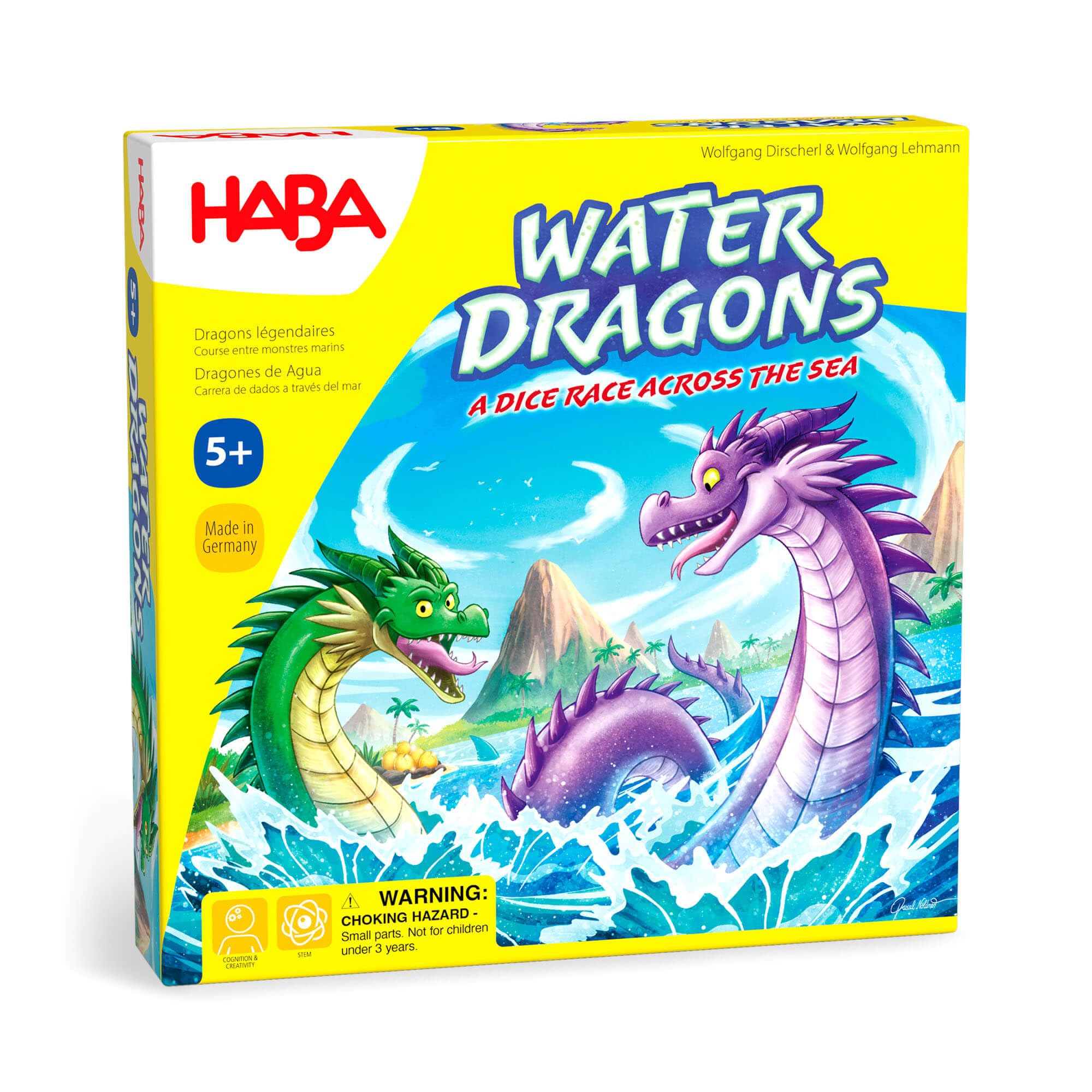 HABA Water Dragons: Kids Board Game and Fast-Paced Dice Game with Wooden Components for Ages 5 and up, Made in Germany
