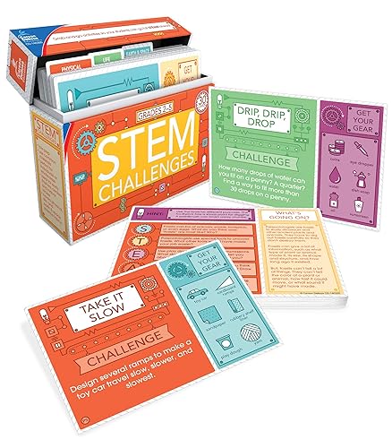 Carson Dellosa Stem Challenges, estacional, física, vida, tierra y kits de ciencia espacial para niños de 8 a 12 años, juegos educativos y