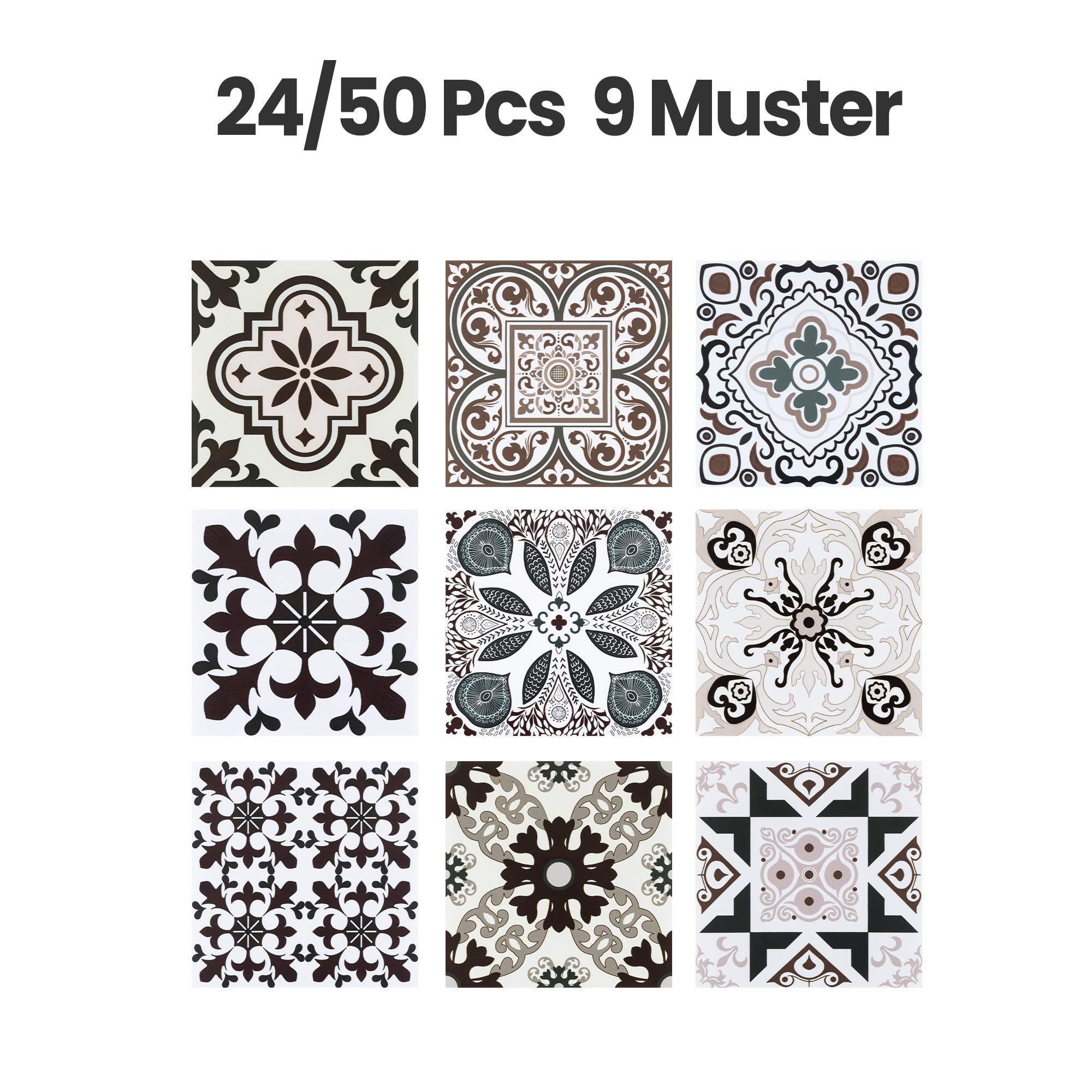 Honcet Tile Stickers for Kitchen Stick on Tiles Bathroom Peel and Stick, Vintage, 50pcs - Image 7