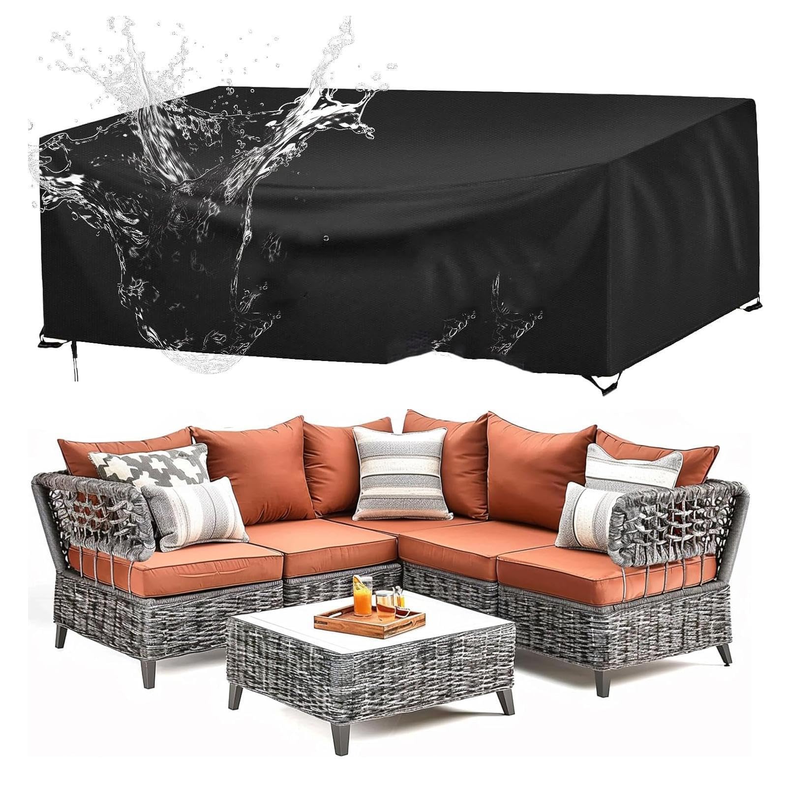 60x60x90cm/LxWxH Garden Furniture Covers Waterproof Rectangular Extra Large Outdoor Table Cover, Patio Furniture Covers Waterproof, Windproof, Anti-UV, Heavy Duty 600D Sofa Covers
