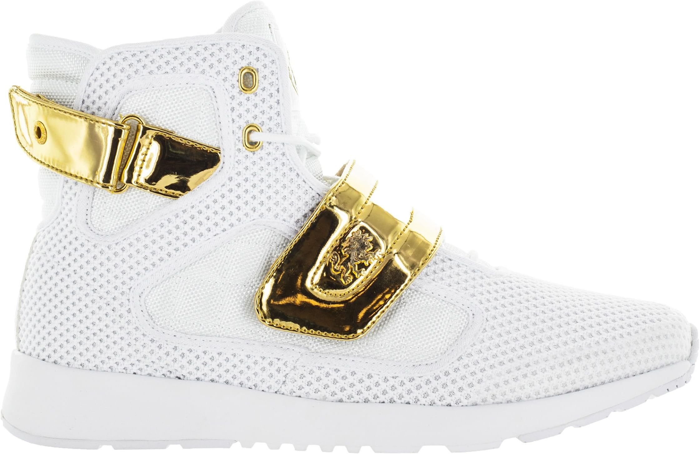 VLADO Footwear Men's Atlas III White/Gold Knitted Mesh High Top Sneaker US 10