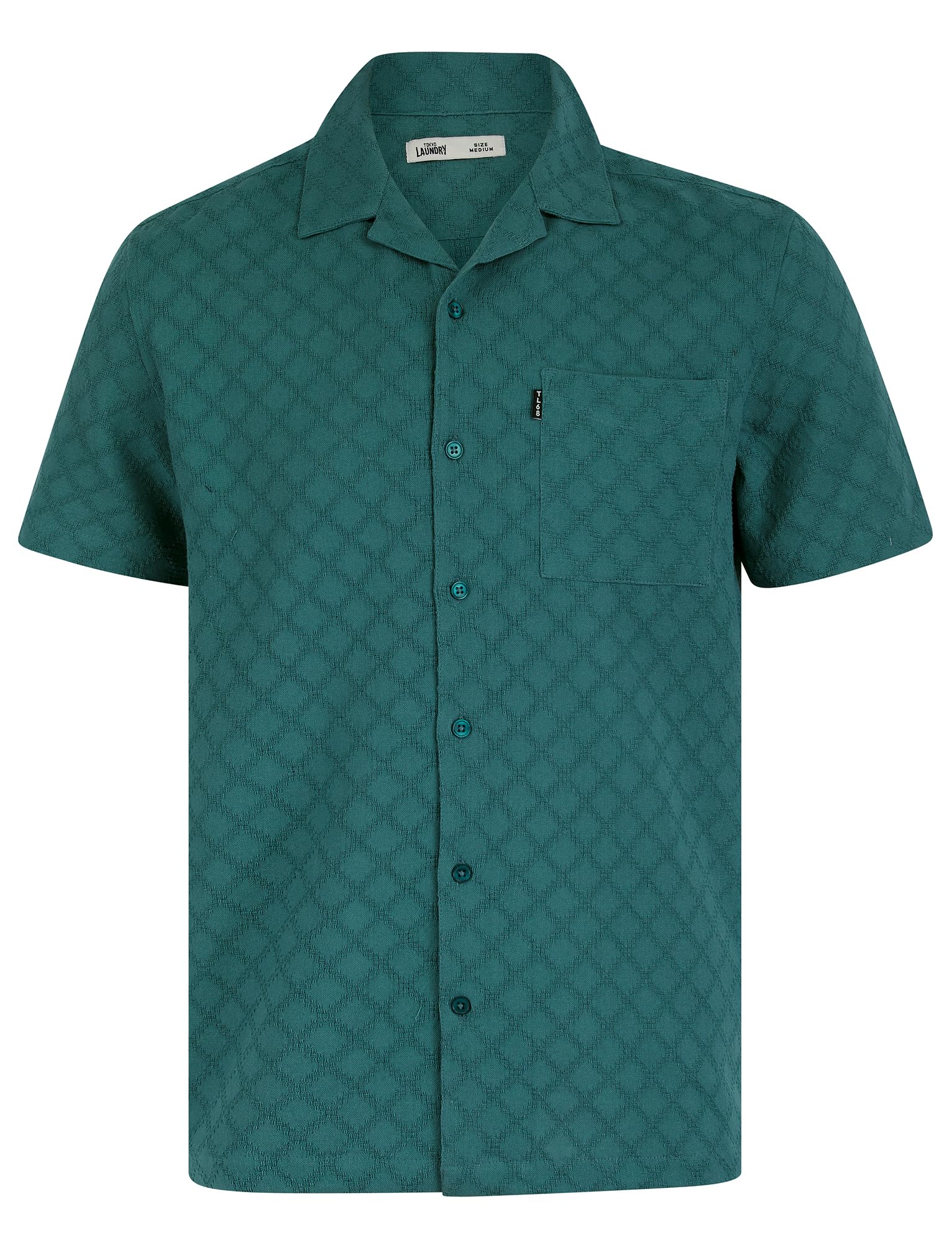 Tokyo Laundry Men's 'Alvaro' Lightweight Cotton Short Sleeve Cuban Collar Summer Shirt Teal