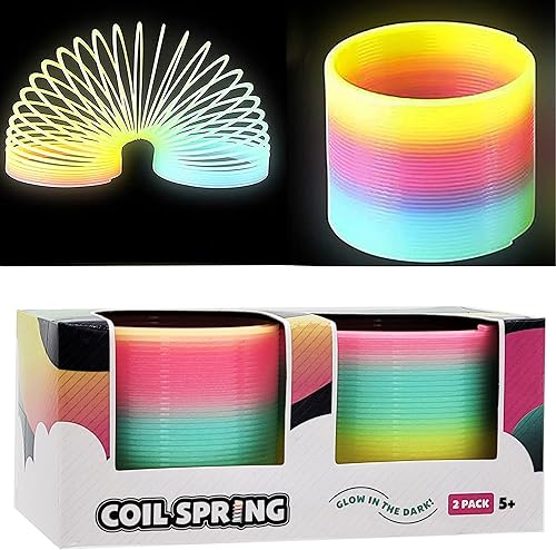 Miniatura 1 de Resorte helicoidal de plástico, diseño de arco iris mágico que brilla en la oscuridad, recuerdo de fiesta, relleno de bolsa de cumpleaños, relleno
