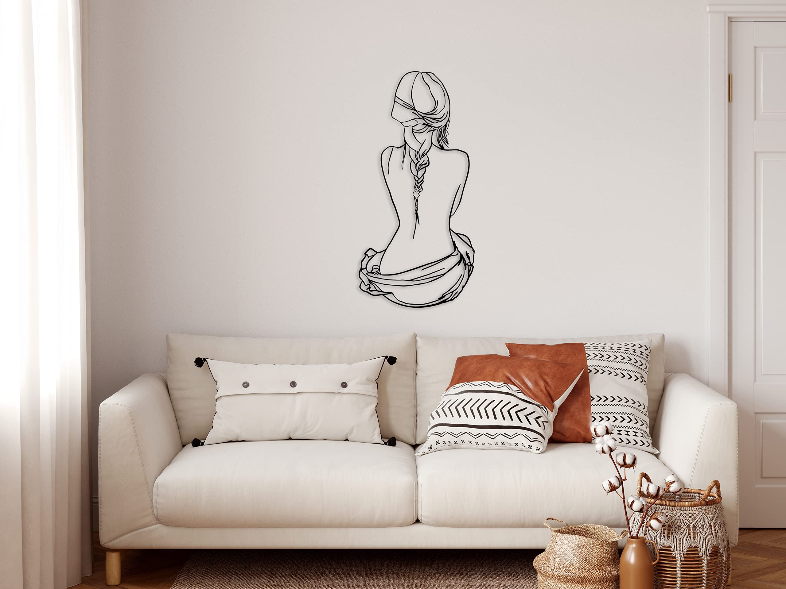 Dekadron - Linea dell'amore arte murale, arte murale in metallo, 2 volti, arte minimalista, arte geometrica, idea regalo innamorati (35 x 100 cm
