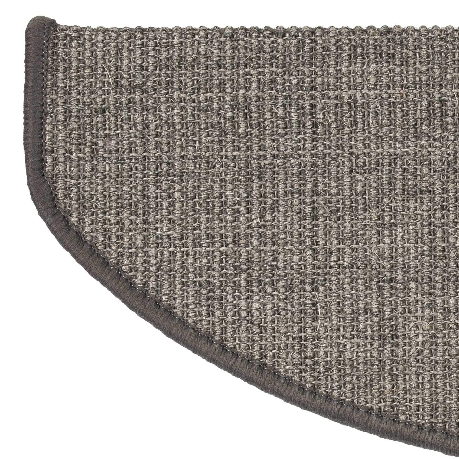 Floordirekt Tapis d'escalier en sisal à l'intérieur, Gris, Semi-Circulaire, pour escaliers en Bois, antidérapant, Auto-adhésif et hypoallergénique, 65 x 23,5 cm