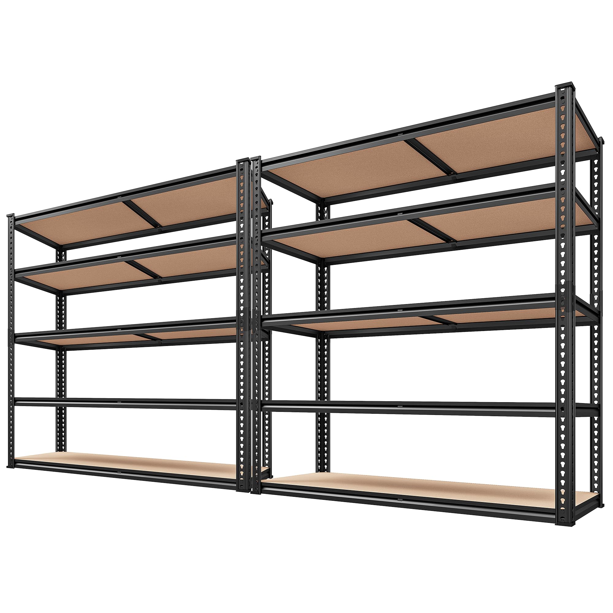 REIBIIREIBII 2500LBS Garage Shelving Heavy Duty 72''H Storage Shelves 40" W Heavy Duty 5 Tier Metal Shelves Adjustable Pantry Shelf for Closet Pantry Basement Kitchen Warehouse 72" H x 40" W x 20" D, 2 Pack