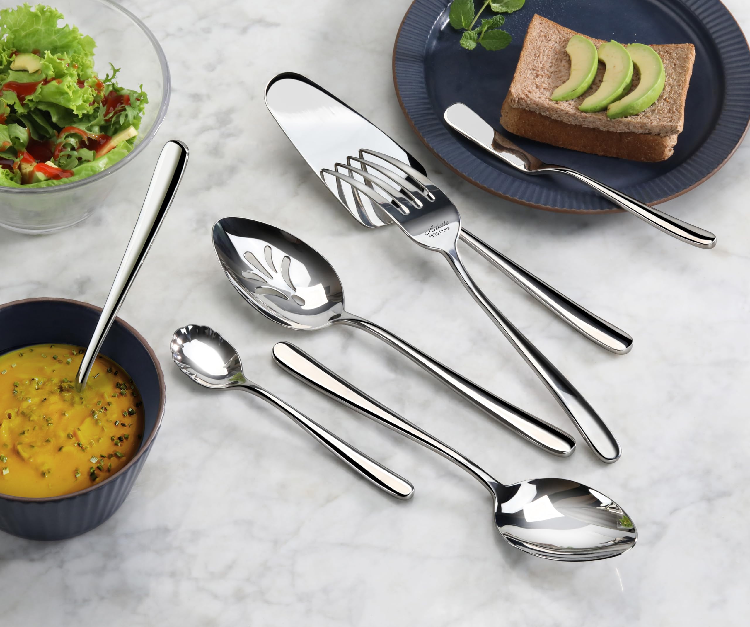 Artaste Rain II Forged Stainless Steel 7-Piece Hostess Flatware Set — Amazon image 5