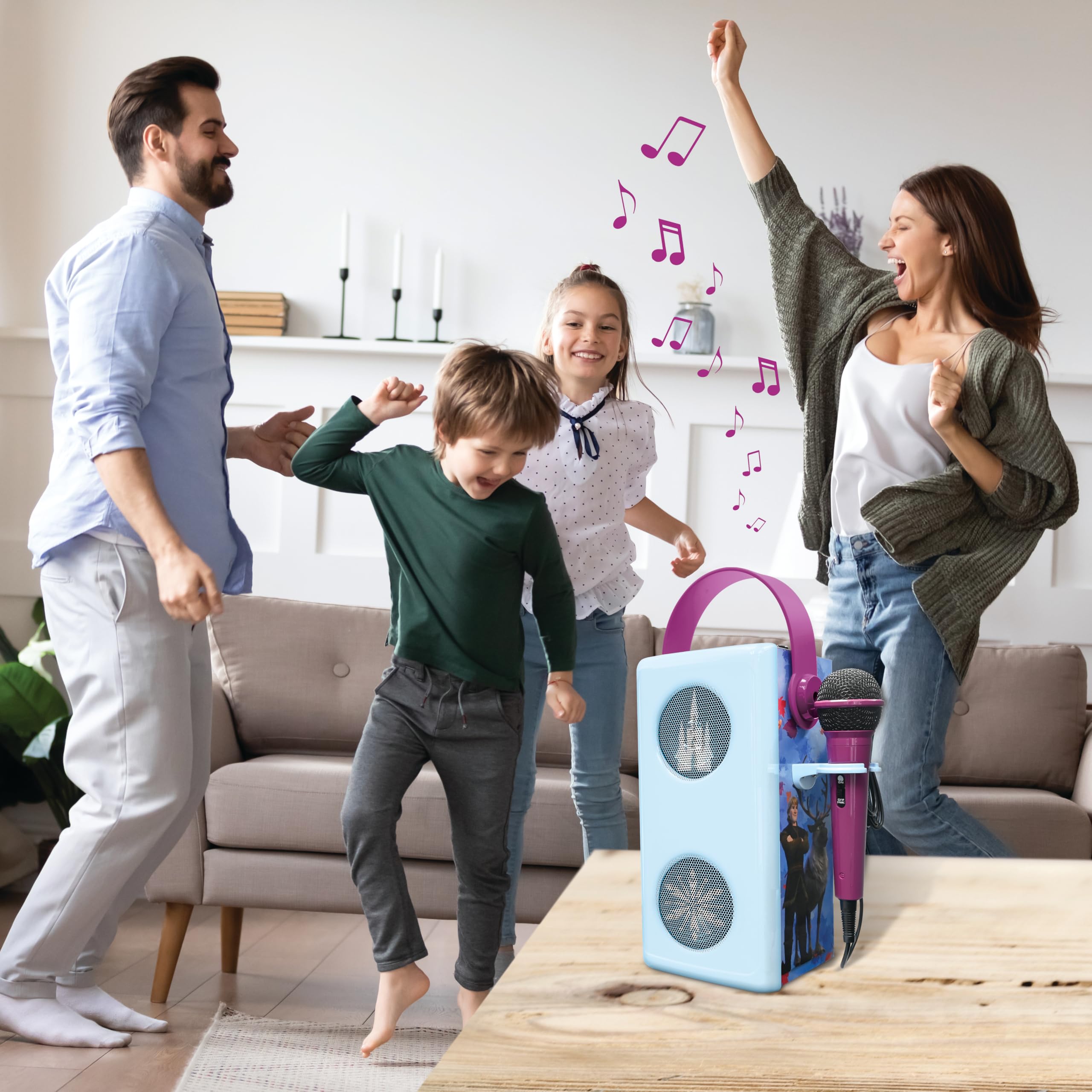 LEXIBOOK, Frozen, Altavoz Bluetooth, BTP185FZZ | Micrófono, luces multicolor, ranura SD/TF, batería recargable, azul