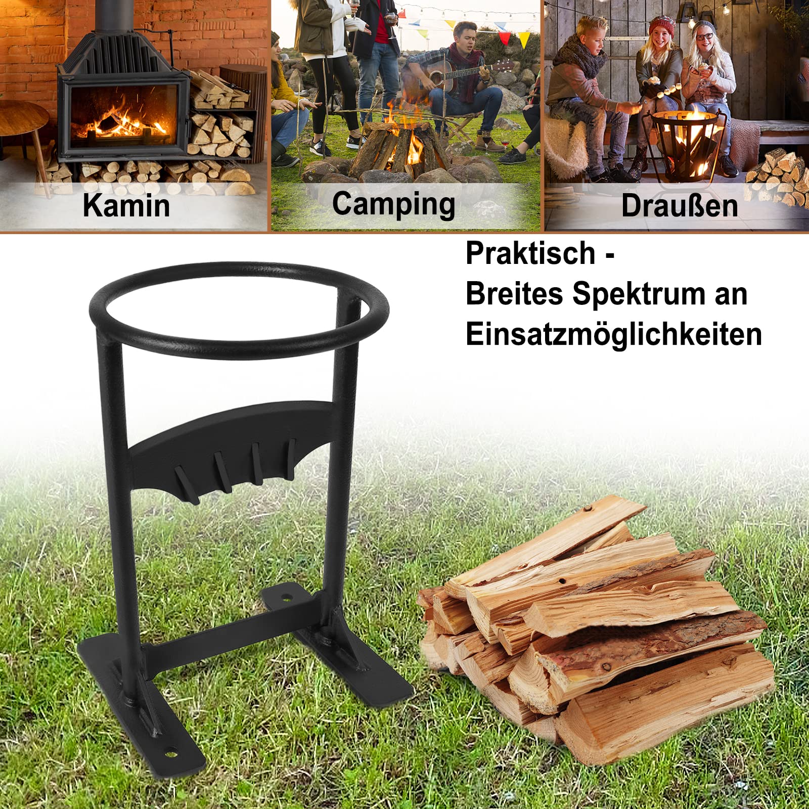 Fendeuse manuelle pour bois de chauffage en fonte, outil de fendage pour camping cheminée maison (type C)