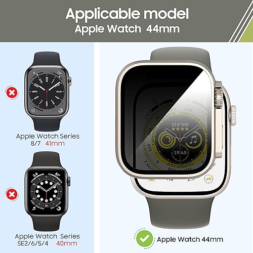 Miniatura 4 de Paquete de 2 fundas protectoras de pantalla de privacidad para Apple Watch de 1.772 pulgadas (1.772 in), antimiradas, funda de vidrio templado para