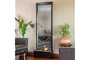 Alpine Corporation Mirror Waterfall Fountain for Relaxation - 72" Indoor/Outdoor Water Feature