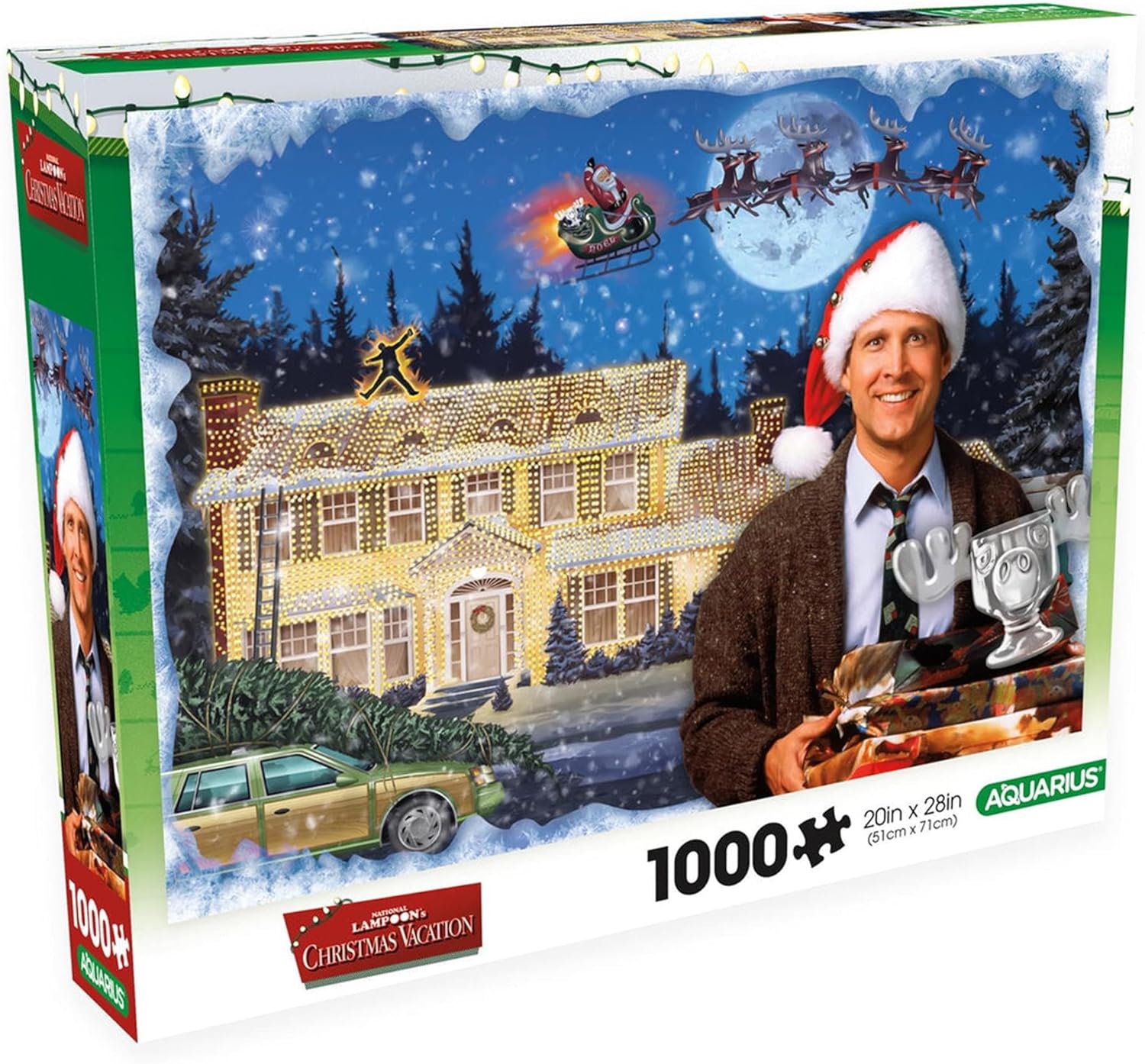 Christmas Vacation 1000pc Glitter Puzzle (1000 Piece Jigsaw Puzzle) - Glare Free - Precision Fit - Officially Licensed Christmas Vacation Merchandise & Collectibles - 20x28 Inches by Aquarius