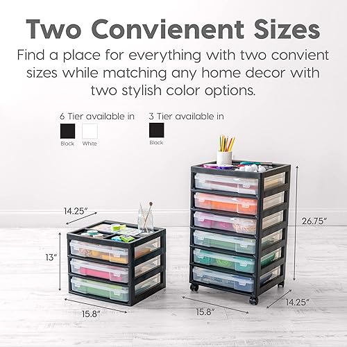 Miniatura 8 de IRIS USA 150816 Carrito para álbumes de recortes IRIS de 6 cajones con organizador superior negro